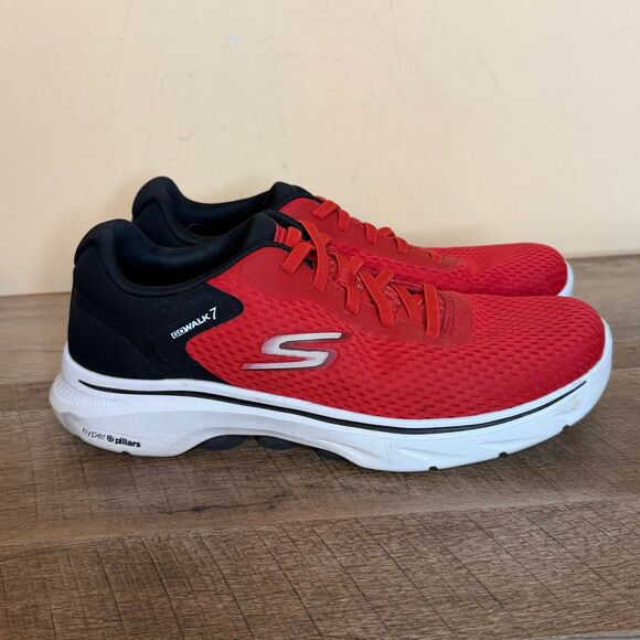 Skechers Mens Go Walk 7 - The Construct Sneaker red black size 8.5 shoes - Picture 1 of 7